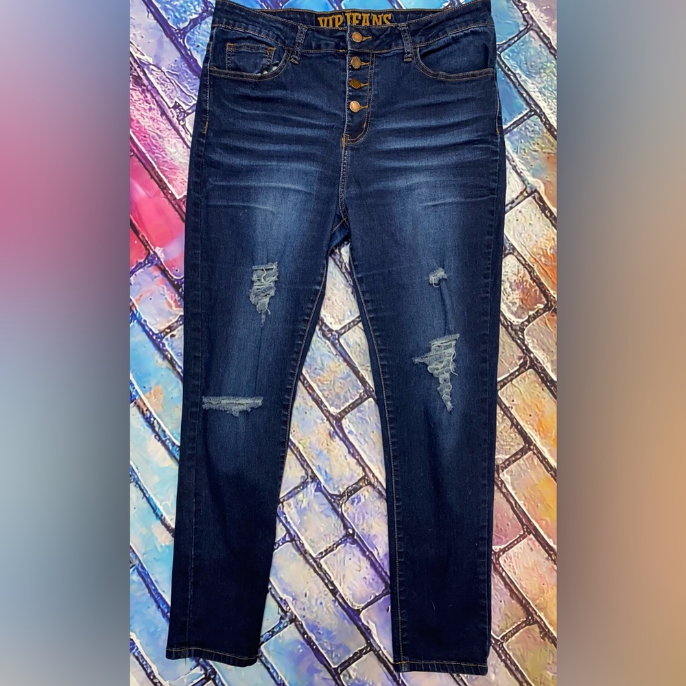3/$20 VIP Women's Blue Distressed Denim